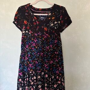 Anthropologie Maeve Black Floral Dress